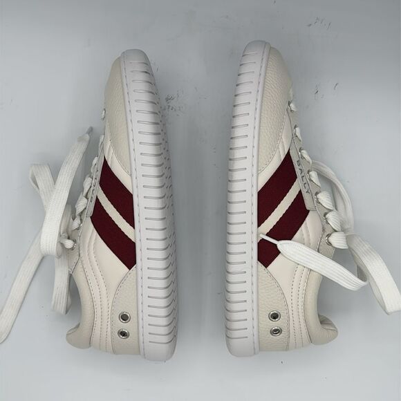 New Bally Player Striped Leather Sneakers White/ Ted Size 39/ US 9 - Picture 10 of 14